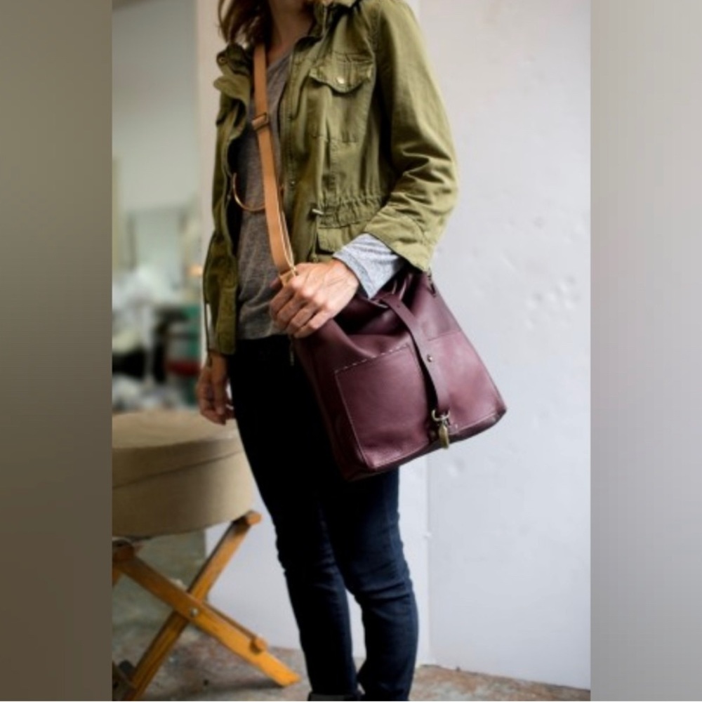 AWL SNAP fold down brown soft leather crossbody bag
